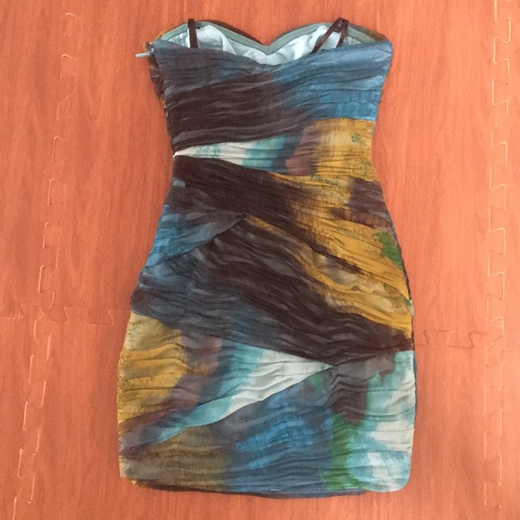 BCBGMAXAZRIA Winnie Aquamarine Watercolor Bodycon - Picture 4 of 6
